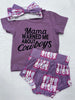 “Mama Warned Me About Cowboys” Two Piece Girl's Toddler set with Bow