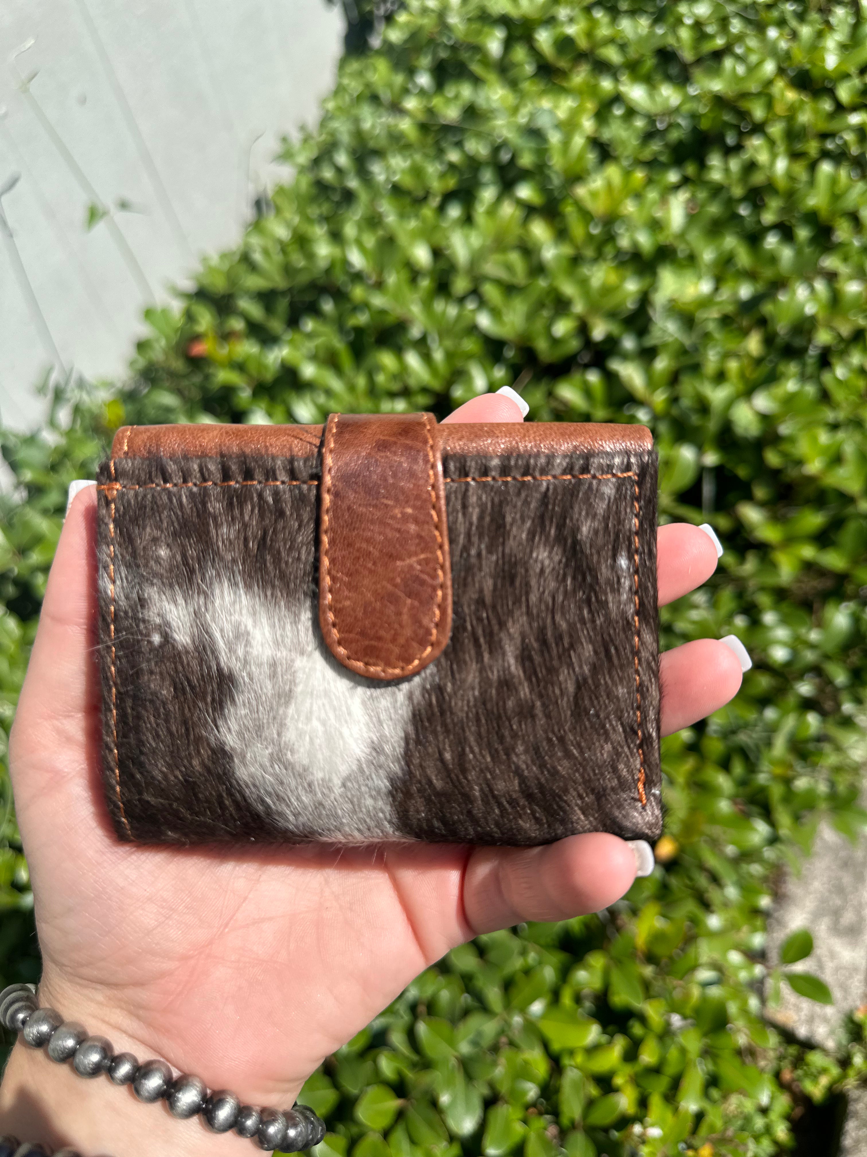 Cowhide Leather Fur Clutch Casual Stylish Wallets Card Holder Small Coin Purse