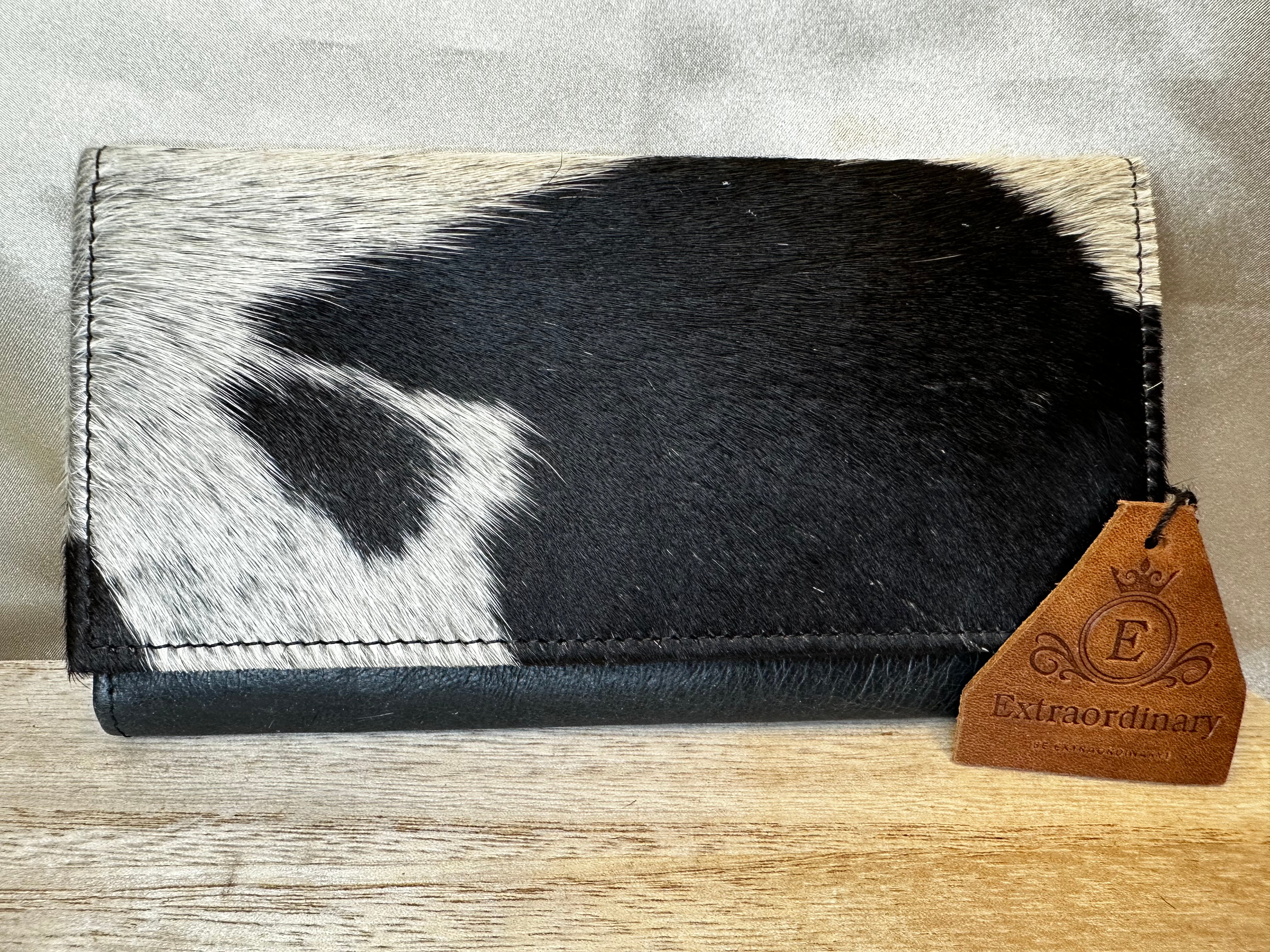 New Hair On Hide Fur Leather Clutch Stylish Wallet Multi Uses Fur Clutch Women Leather Wallets