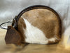 Real Handmade Cowhide Leather Fur Round Casual Stylish Wallets Oval Shape Small Coin Purse For Women