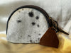 Real Handmade Cowhide Leather Fur Round Casual Stylish Wallets Oval Shape Small Coin Purse For Women