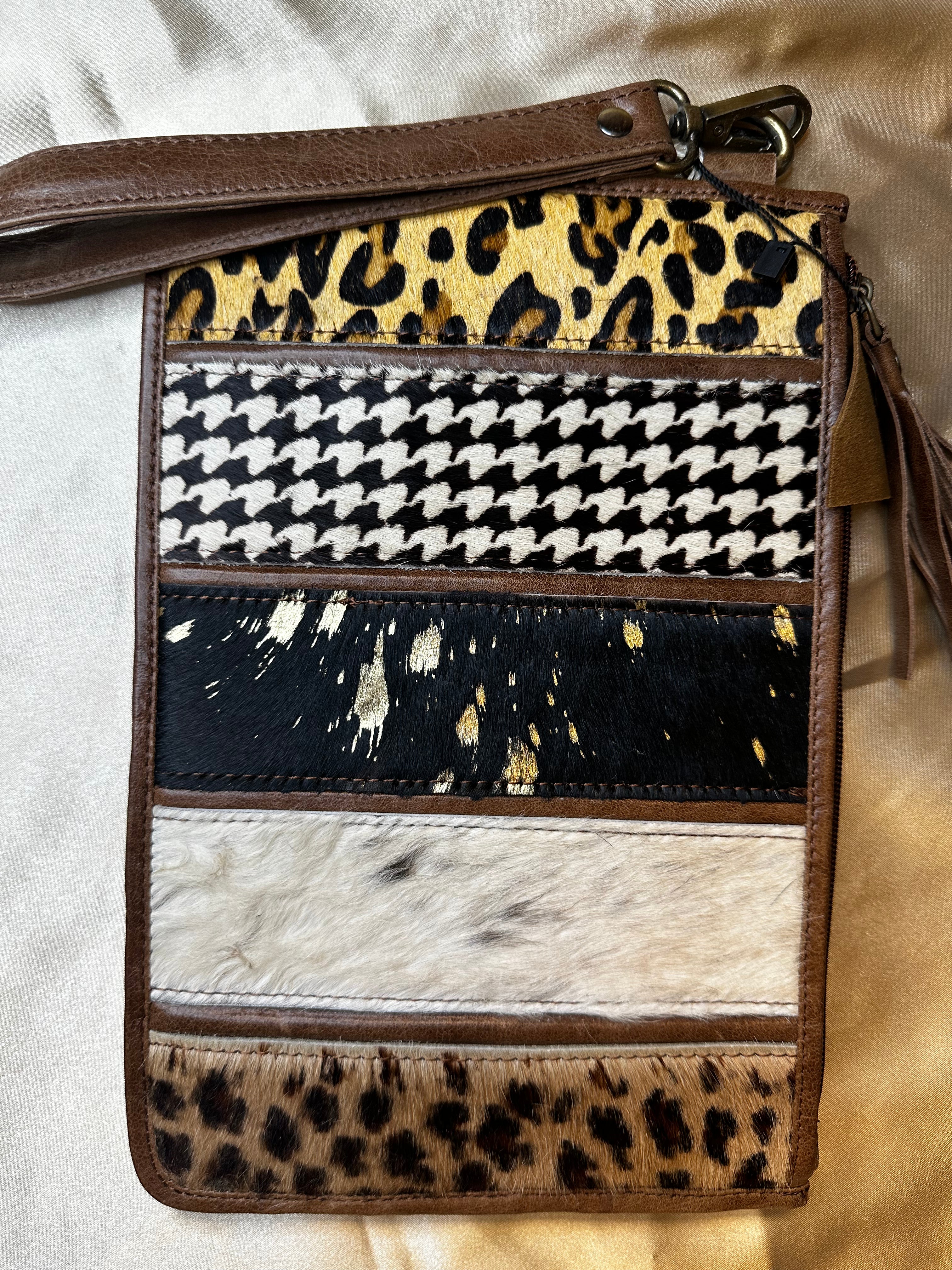 Recycled Leather Clutch Real Leather Wallet Multi Uses Pouch Women Animal Print Leather Wallet coin purse wallet