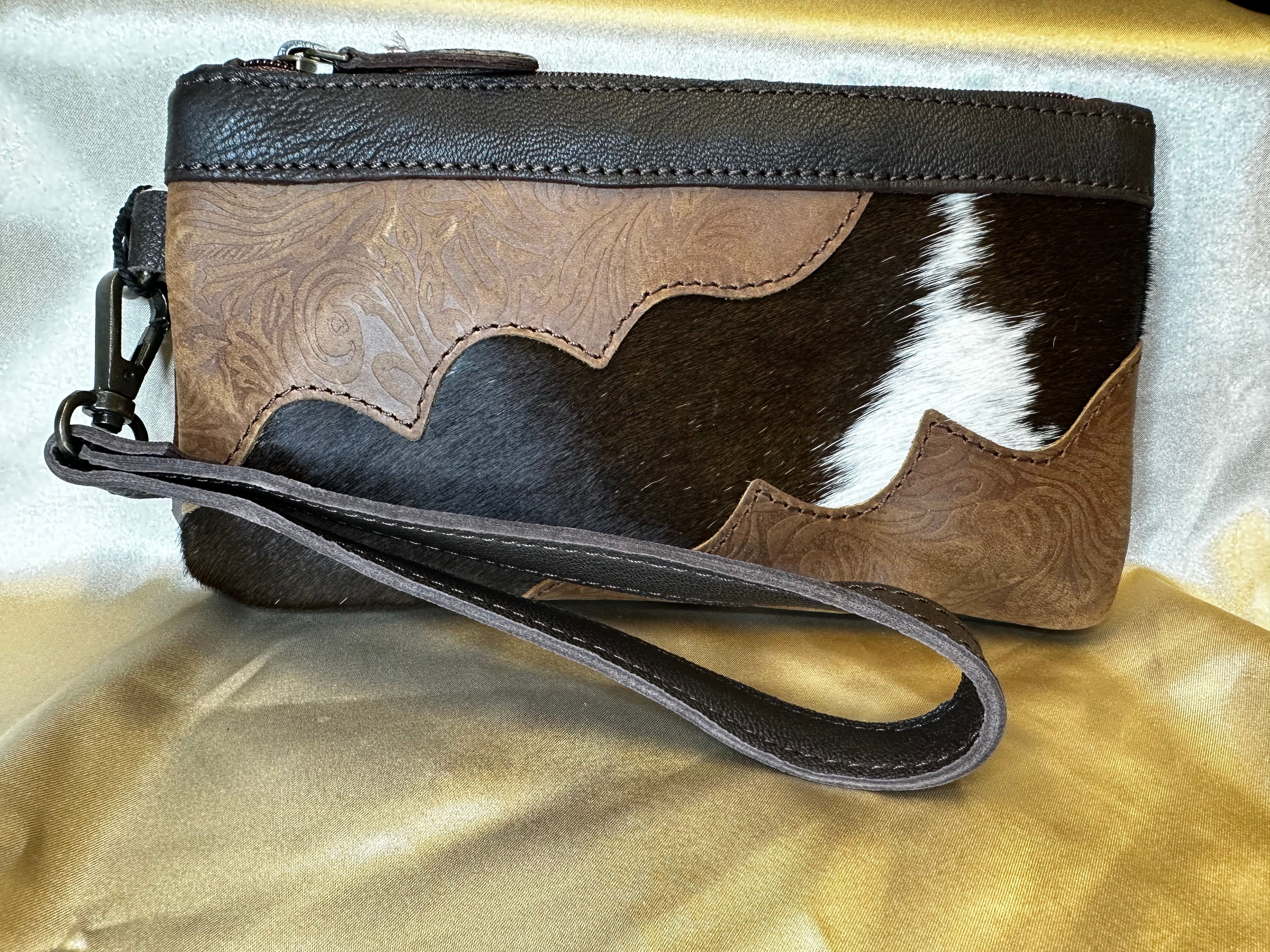 Hot Selling Tooled Leather Clutch Wallet Purse Hair On Leather Clutch Stylish Leather Wallets
