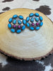 Bohemian Western Adorable Round Turquoise Cactus Earrings