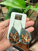 Wooden Teardrop Turquoise Earrings