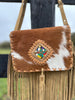 Load image into Gallery viewer, Unique Pattern Fur Fringe Cowhide Leather Handbag Women&#39;s Designers Fringe Sling Bag