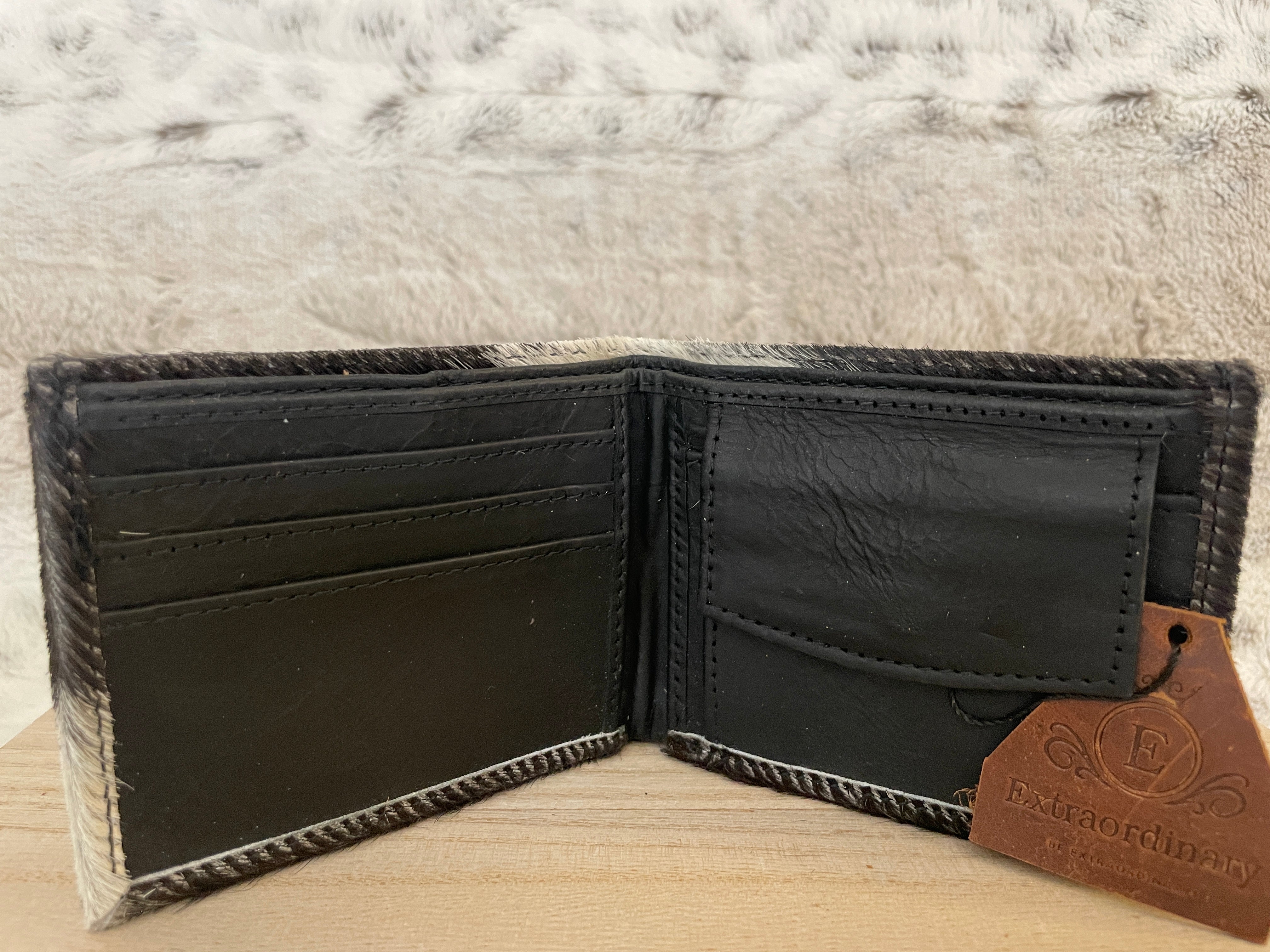 Black Cowhide Fur Wallet Unisex Fur Leather Wallets ATM Card Money Key Holder Credit Card Holder
